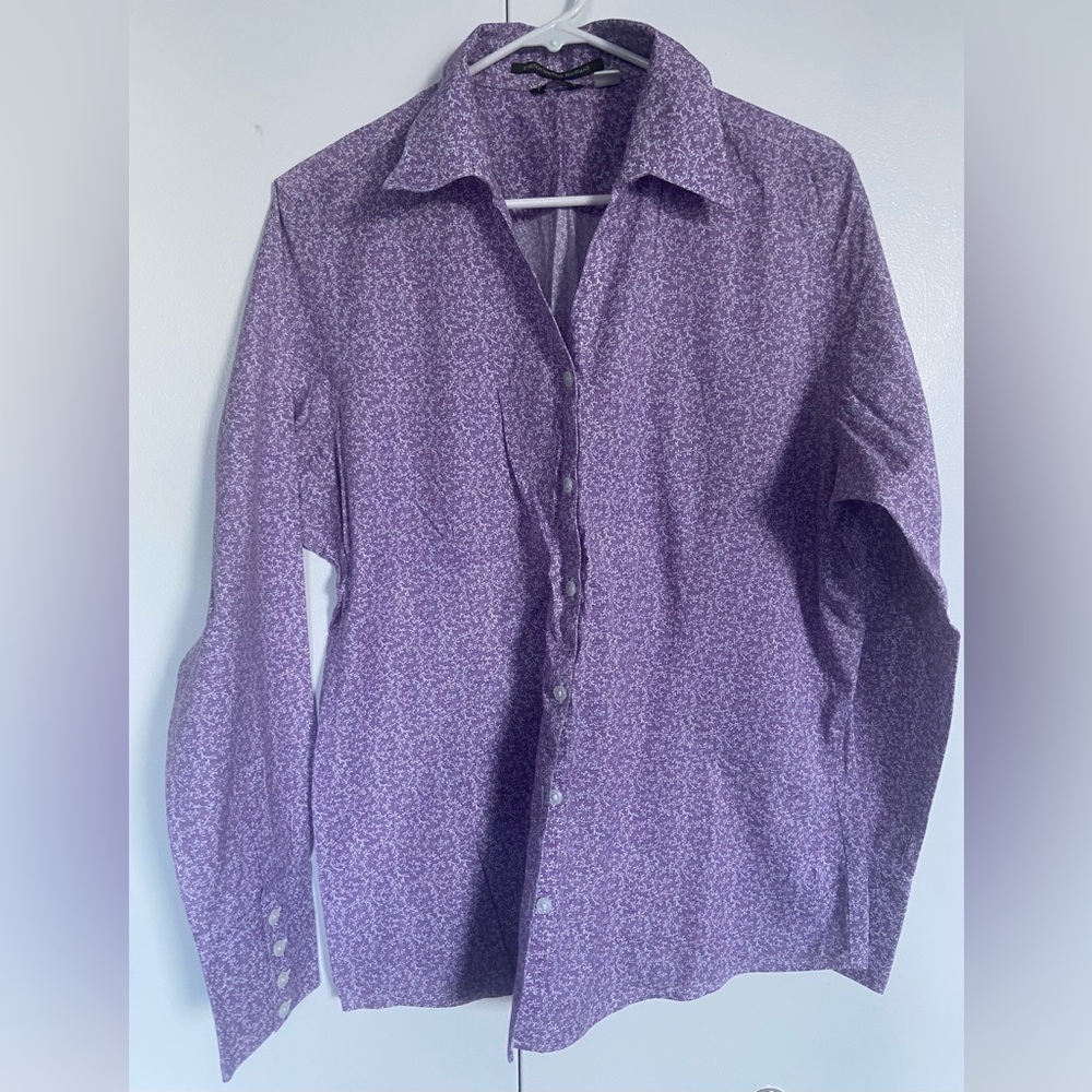 Eddie Bauer Purple Button-Up Shirt in Tall Size - Picture 2 of 12